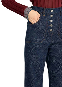 Etro - Flared Jacquard Denim Jean