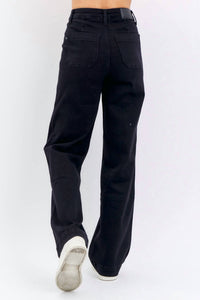 Judy Blue High Waisted Patch Pocket Straight Leg Jeans in black - women's jeans - alternate view