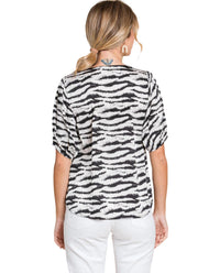 Jodifl - Zebra Print Embroidered Yoke Top