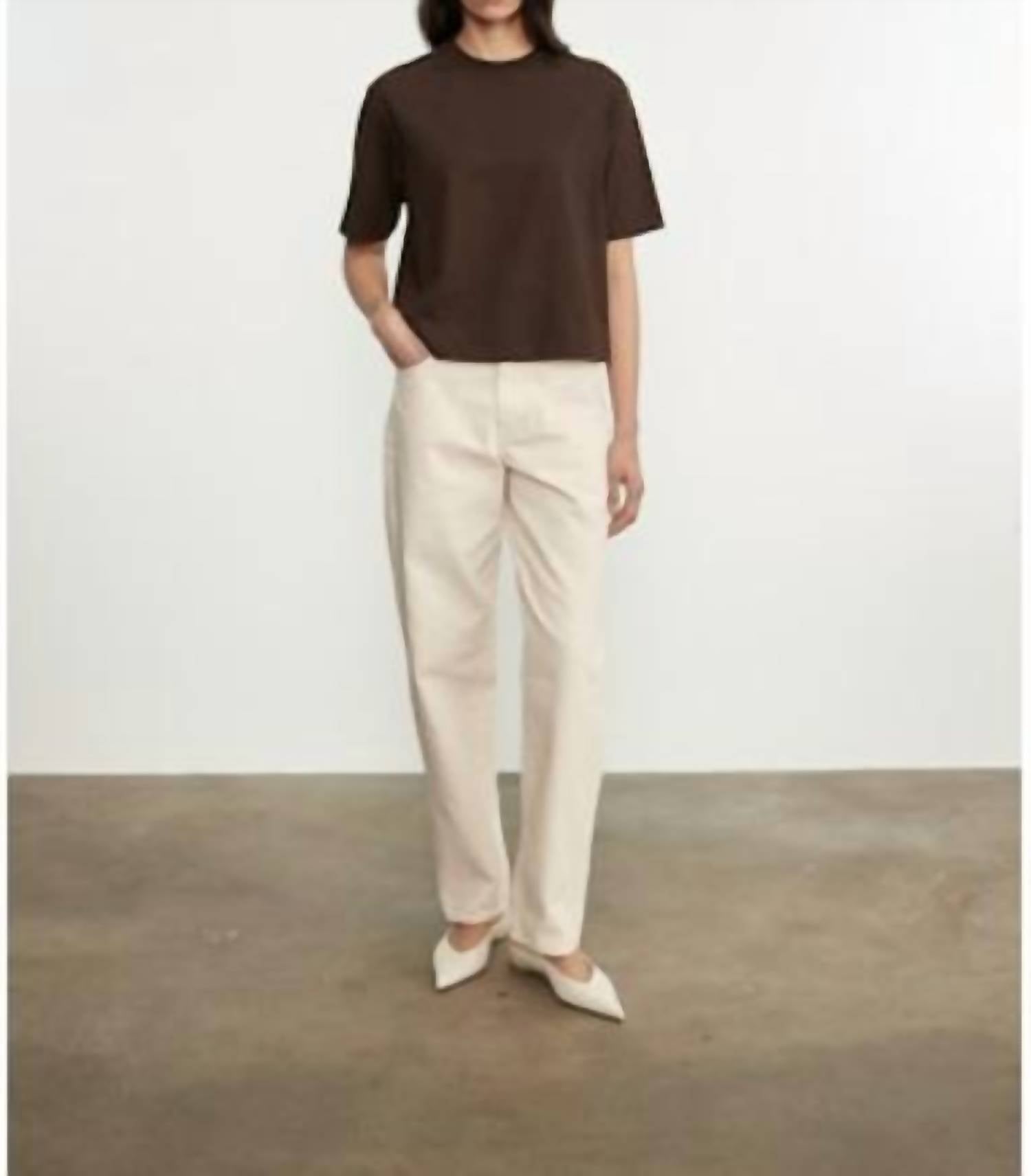 Enza Costa Short Sleeve Supima Structured Tee in coffee bean - women's t-shirt