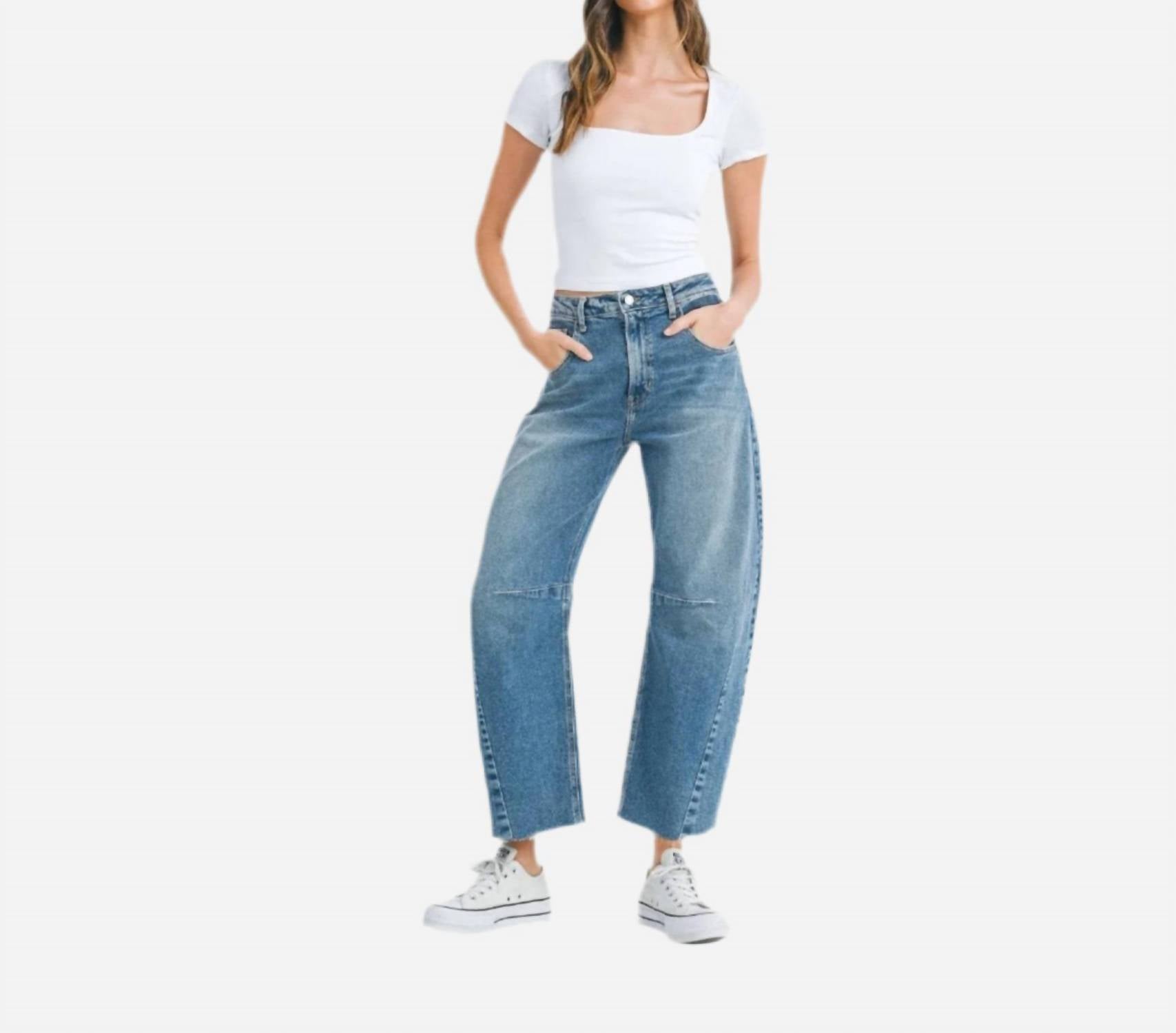 Just Black Denim - Seamed Barrel Denim Jeans