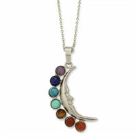 Zad - Women's Chakra Stone Crescent Moon Necklace