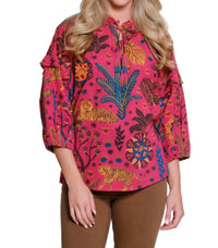 Tru Luxe - Tie Neck Print Top