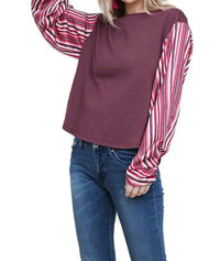 Umgee - Satin Striped Sleeve Top