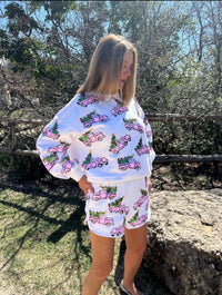 QUEEN OF SPARKLES Truck With Christmas Tree Shorts in white - women's shorts - view 6
