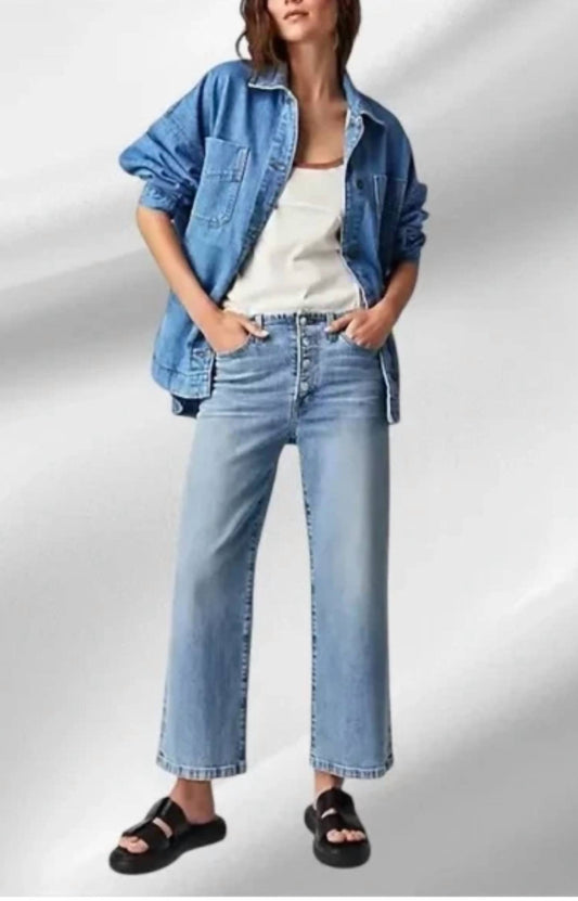 Edwin - Edwin Marli Ankle Mid Rise Cropped Wide Leg Jeans