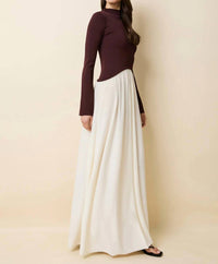 SOLID & STRIPED Soglio Long Sleeve Dress in raisin brown - women's dress - view 4