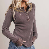 Easel - Embroidered Neck Thermal Top