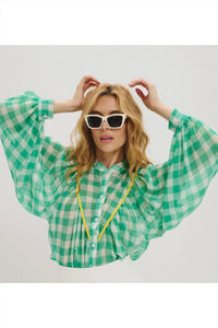Lele De Baltzac - Edith Plaid Chiffon Top