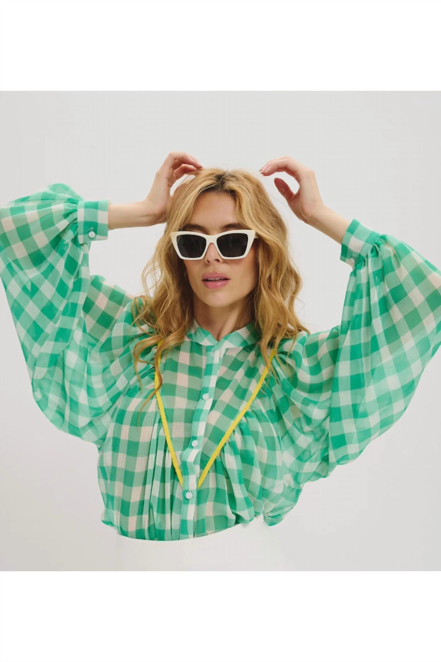 Lele De Baltzac - Edith Plaid Chiffon Top