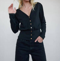 Nation LTD Women's Colette Cardigan in black - women's cardigan - detail view