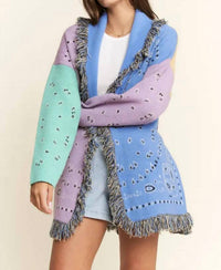 Jade By Jane - Women's Paisley Print Contrast Cardigan