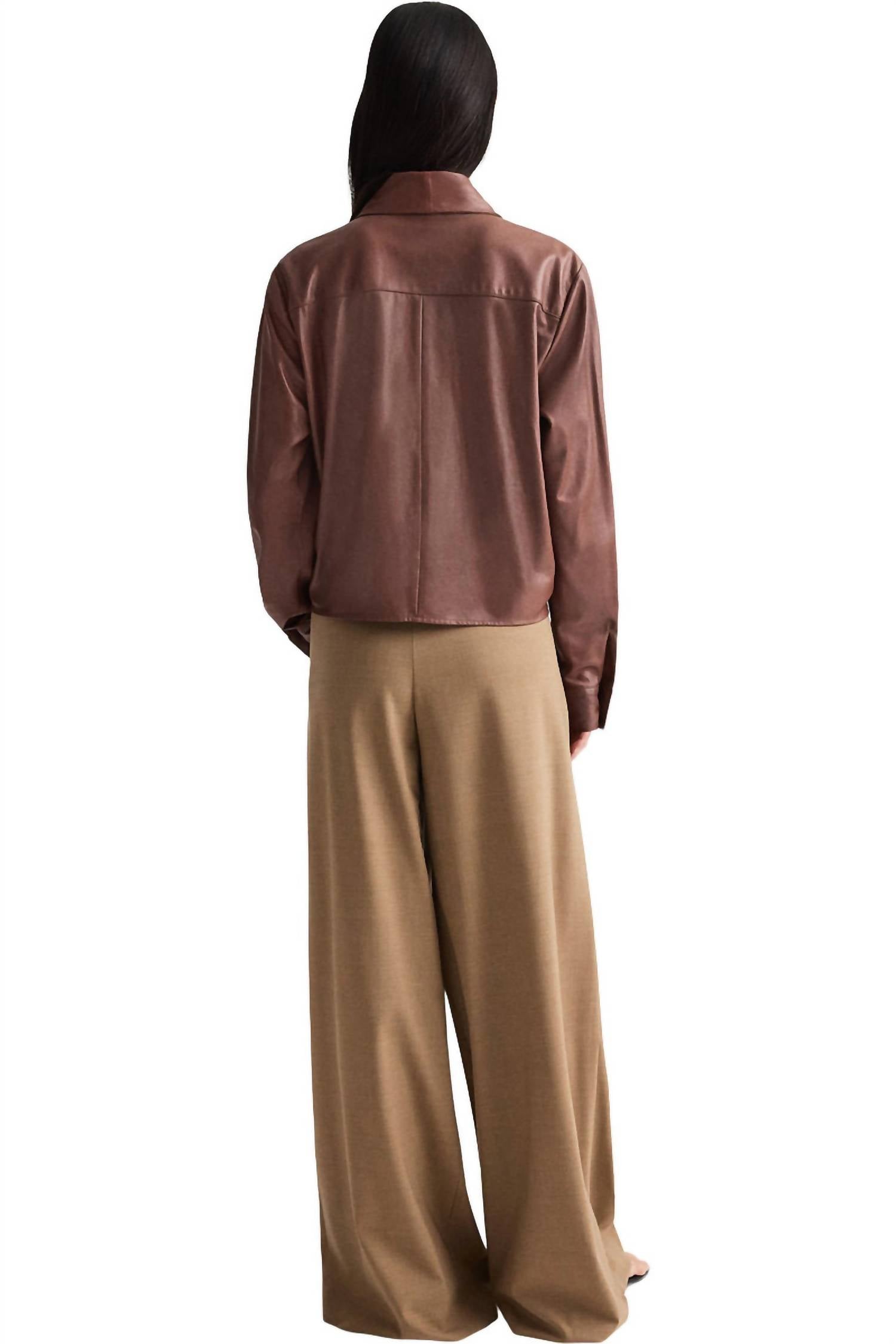 TWP Tie Insert Shirt in cigar - women's long sleeve top - alternate view