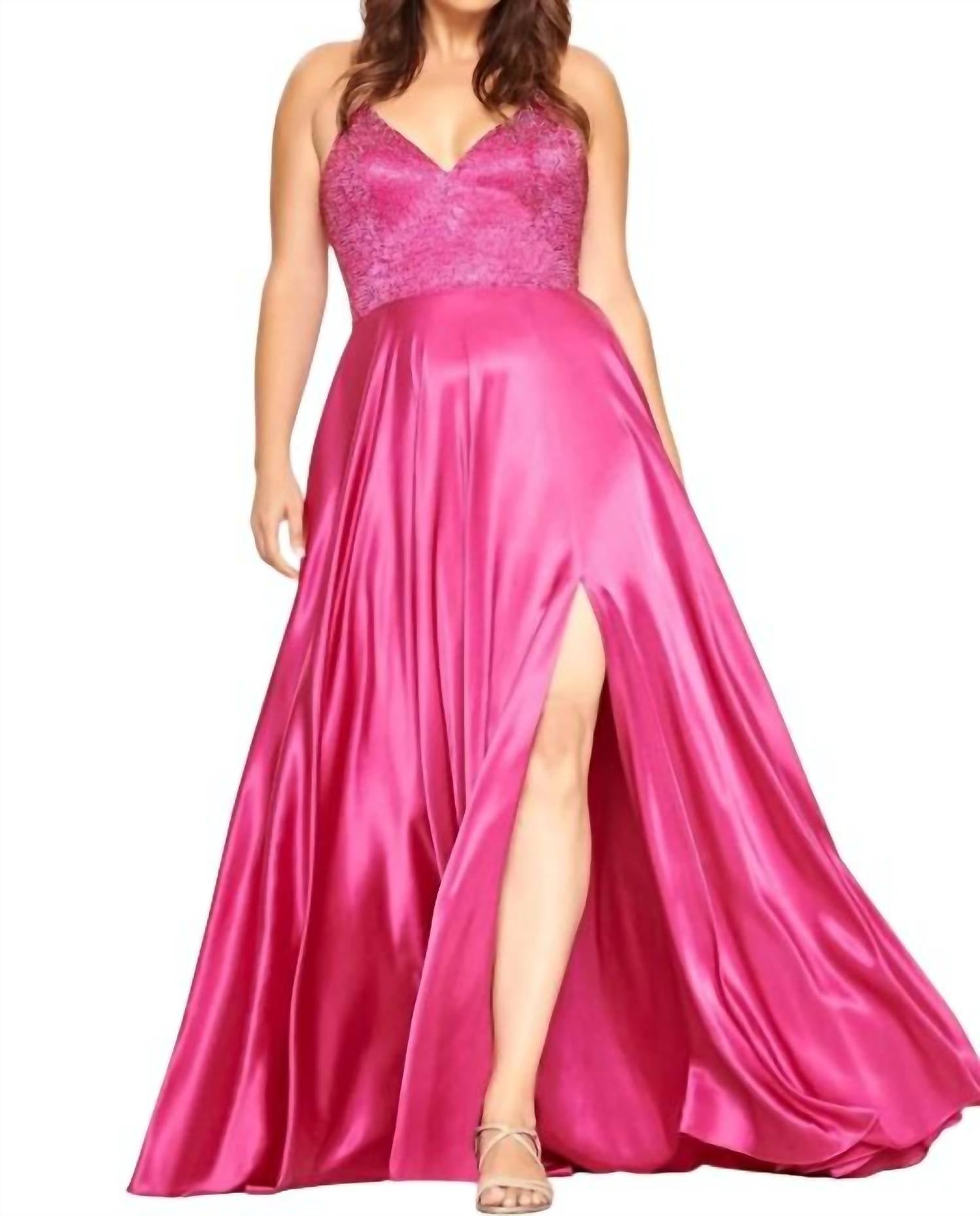 FAVIANA Charmeuse Embroidered Gown in raspberry - women's dress