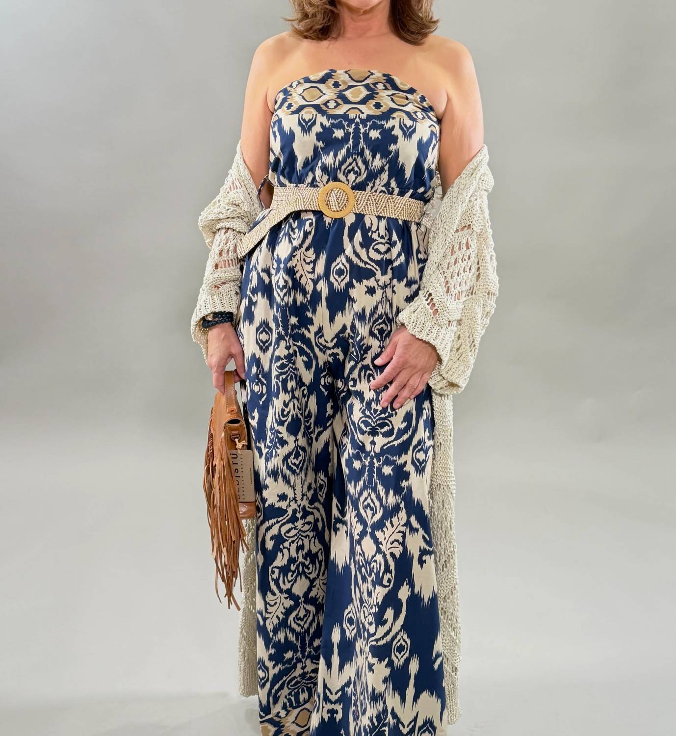 Scandal Italy - Patterned Wide Leg Jumpsuit
