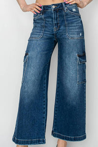 Risen - High Rise Crop Wide Leg Cargo Jeans