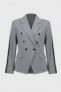 Joseph Ribkoff - Houndstooth Jacquard Knit Fitted Blazer