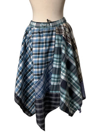 Mint ReWorks Women's Carter Upcycled Men's Shirting Hankerchief Midi Skirt in black - women's skirt - detail view