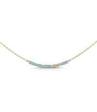 Dot & Dash Design Women's Sister Morse Code Necklace in light aqua dusty rose - women's jewelry