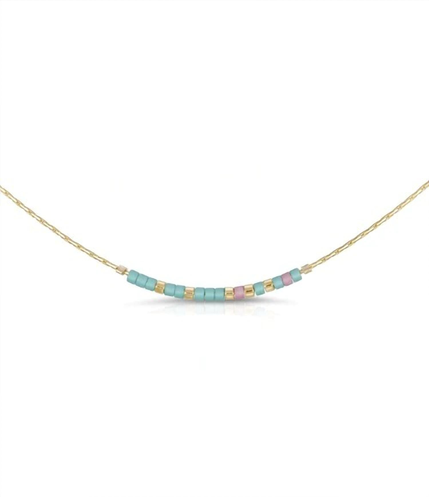 Dot & Dash Design Women's Sister Morse Code Necklace in light aqua dusty rose - women's jewelry