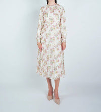John Abgin - Chiffon Floral Waisted Midi Dress