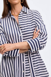 Foxcroft - Avery Double Stripe Quarter Sleeve Top