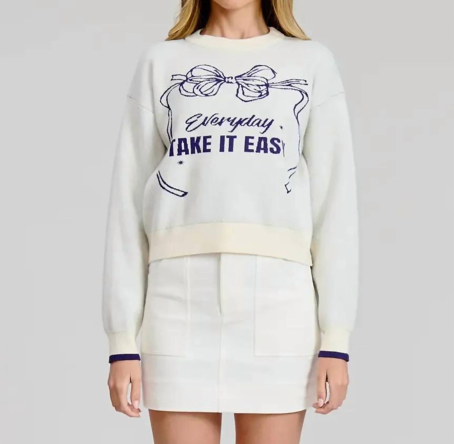 Flat White - Take It Easy Graphic Sweater