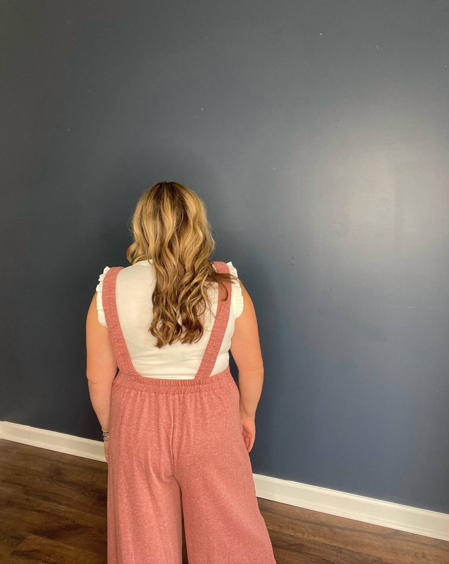 Hailey & Co Oversized Causal Jumpsuit in burgandy - women's pants - alternate view