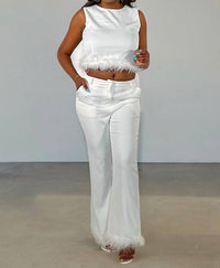 Rivir - Running Things Feather Trim Pant Set