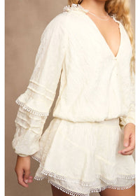 Le Lis - V-neck Smocked Long Sleeve Romper