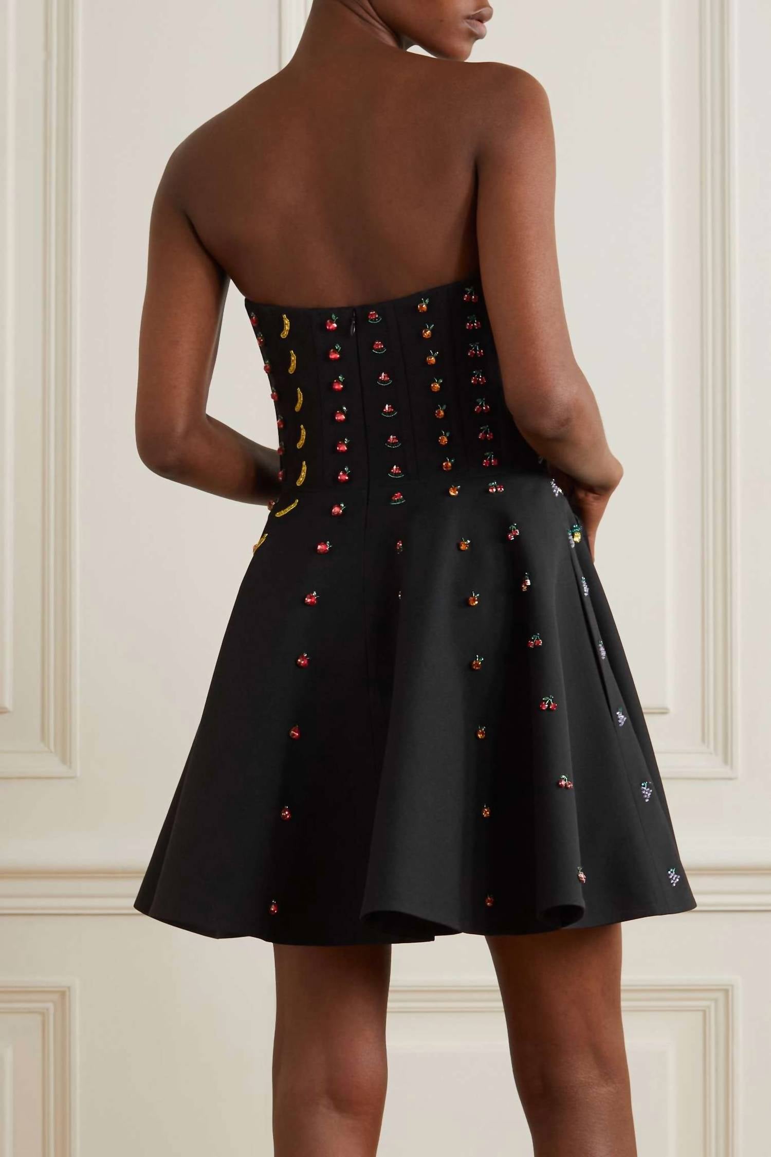 Valentino - Strapless Crystal-embellished Wool And Silk-blend Mini Dress