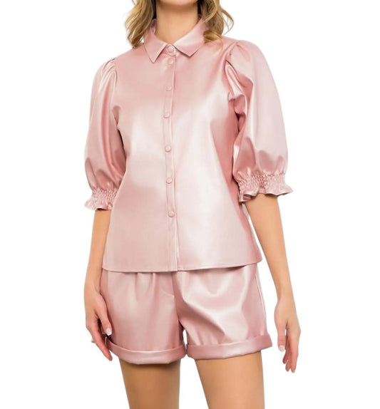 Thml - Button Up Leather Blouse