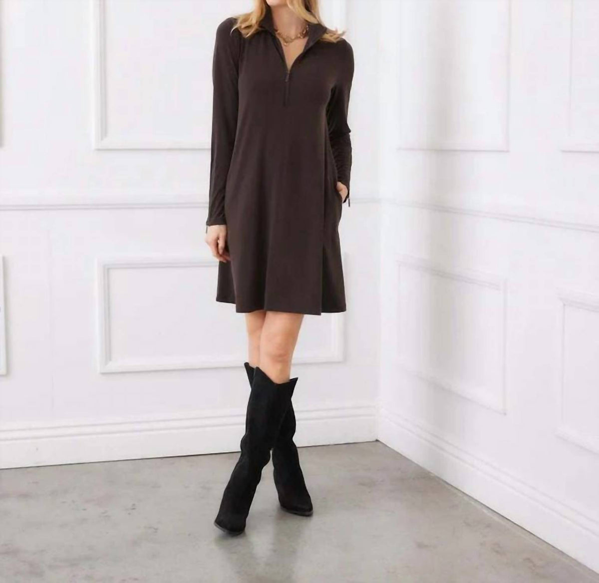Karen Kane - Zaylee Zip-up Travel Mini Dress