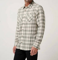 TravisMathew Cloud Flannel Plaid Shirt in birch - men's shirt - alternate view