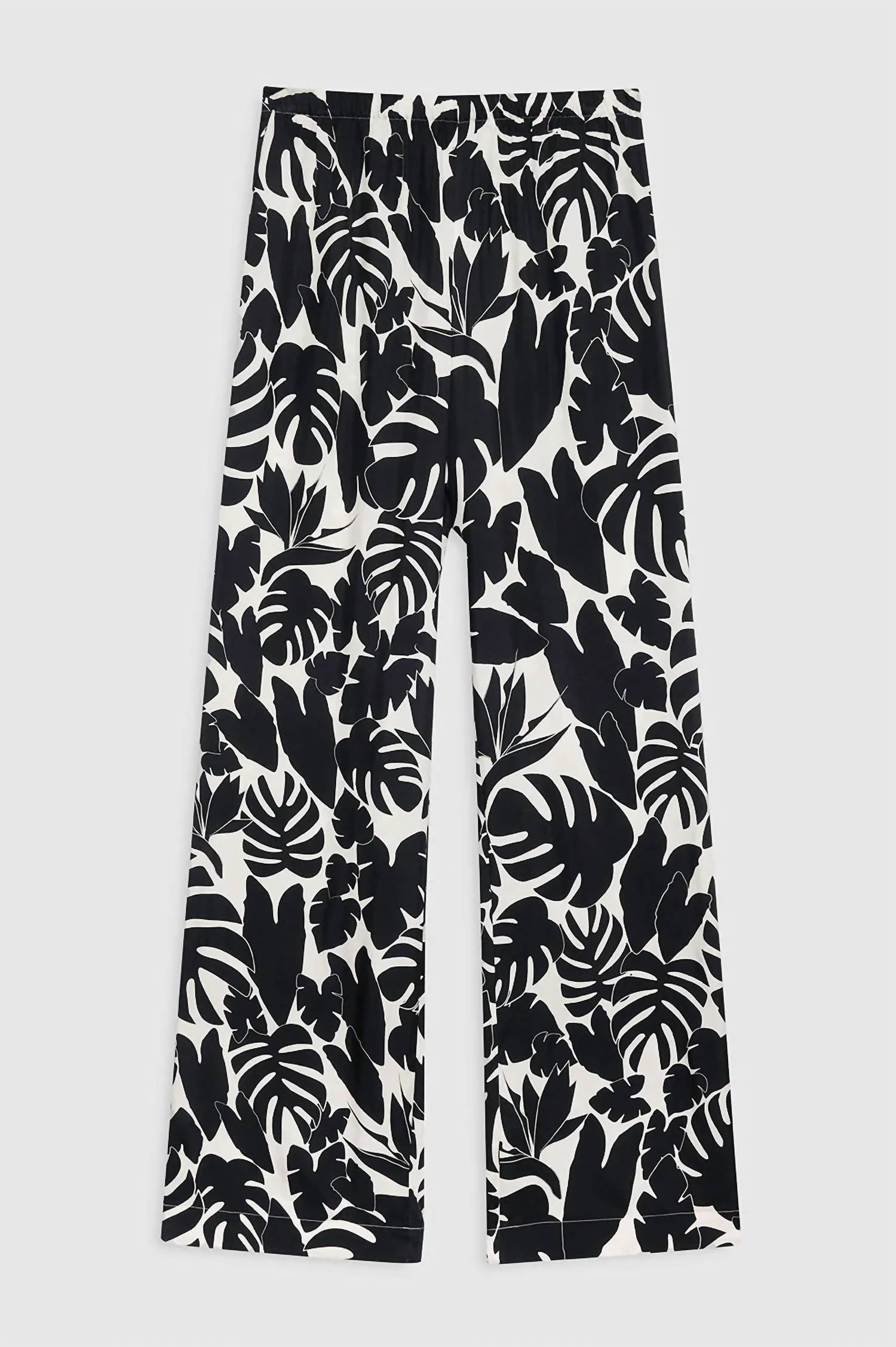ANINE BING Elain Slim Wide Leg Pant in black bird of paradise - women's pants - alternate view