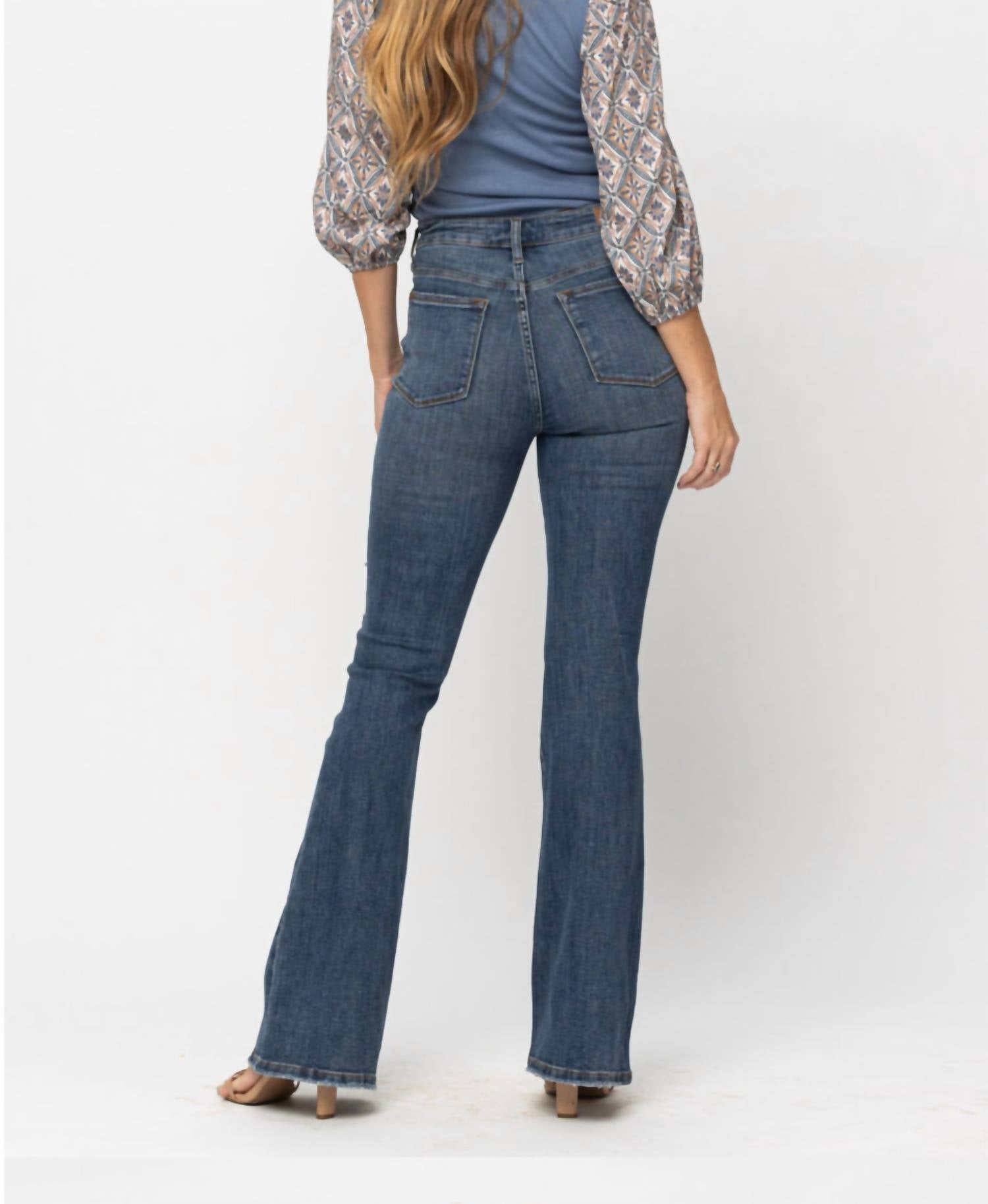 Judy Blue - High Waist Destroyed Flare Jeans - Tall Length