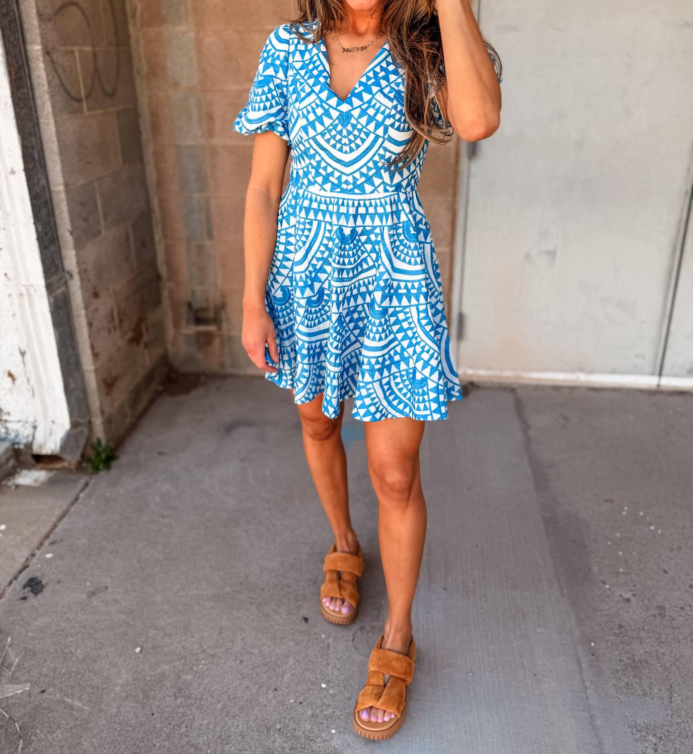 Adelyn Rae - Genesis Fit & Flare Embroidery Mini Dress