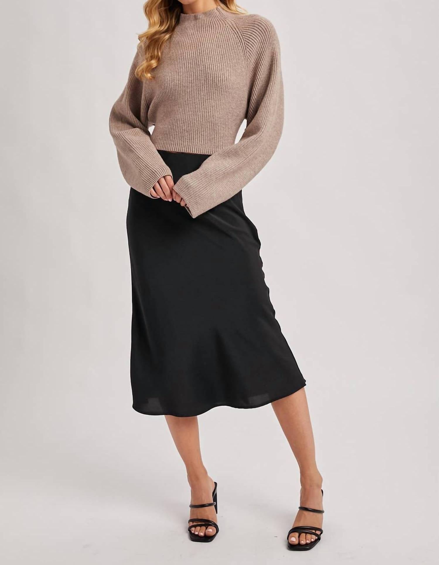 Bluivy - Mock Neck Open Back Ribbed Knit Tie Sweater Top