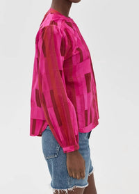 natalie martin Tolan Shirt in sea glass cotton pink - women's blouse - alternate view