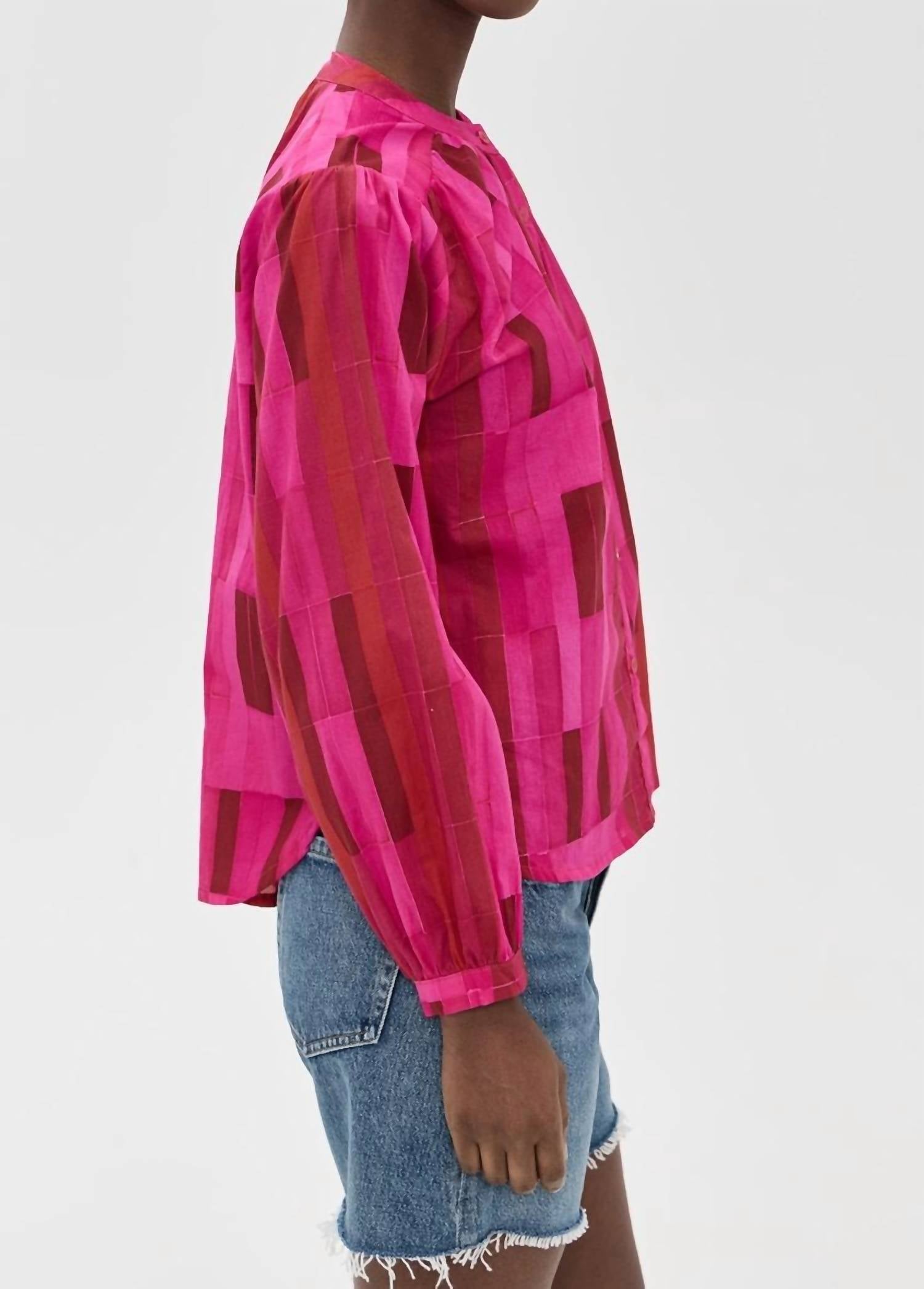 natalie martin Tolan Shirt in sea glass cotton pink - women's blouse - alternate view