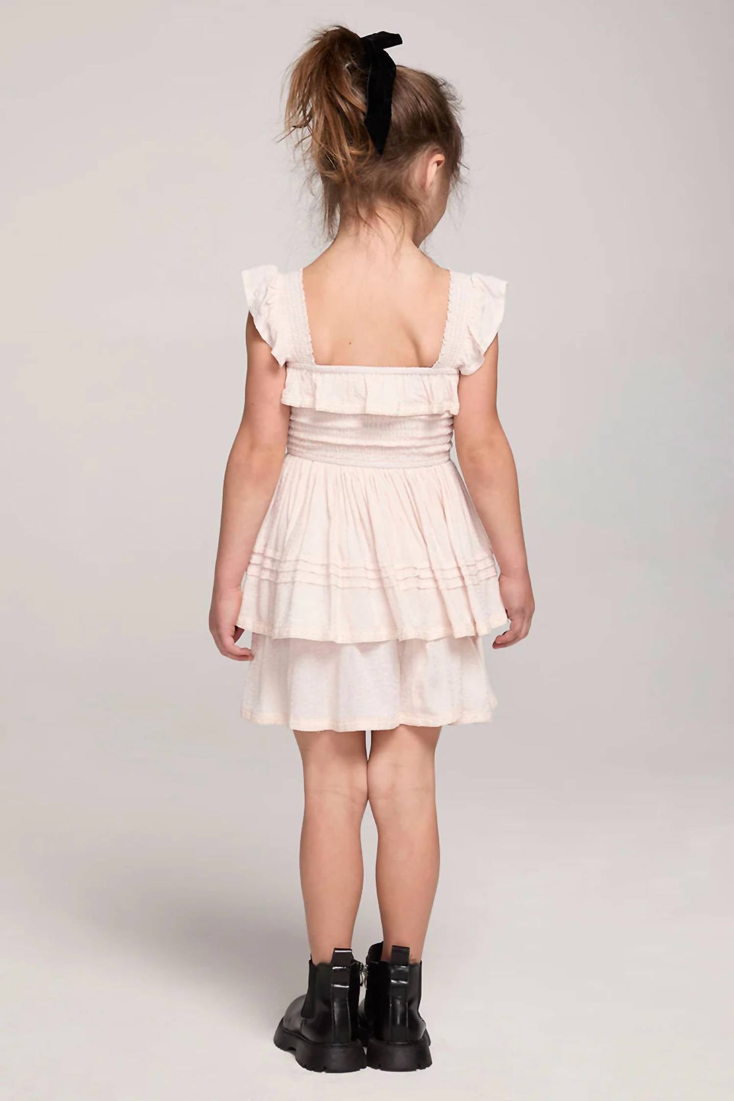 saltwater LUXE Girls Norah Mini Dress in ivory - kids' dress - detail view