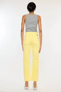 KanCan High Rise Straight Fit Jean in yellow - women's jeans - detail view