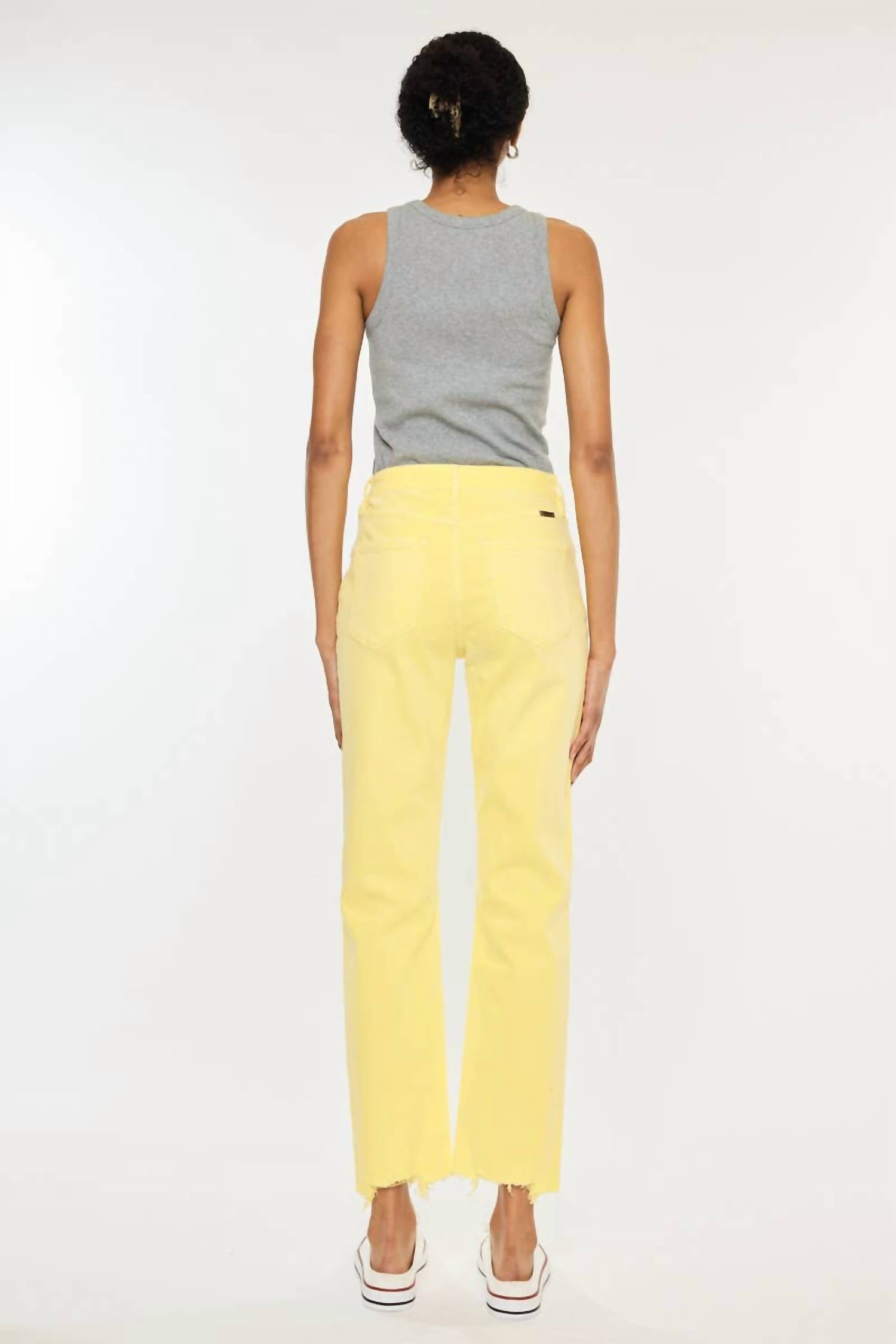 KanCan High Rise Straight Fit Jean in yellow - women's jeans - detail view