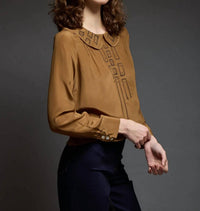 love binetti Nadia Blouse in caramel - women's blouse - detail view