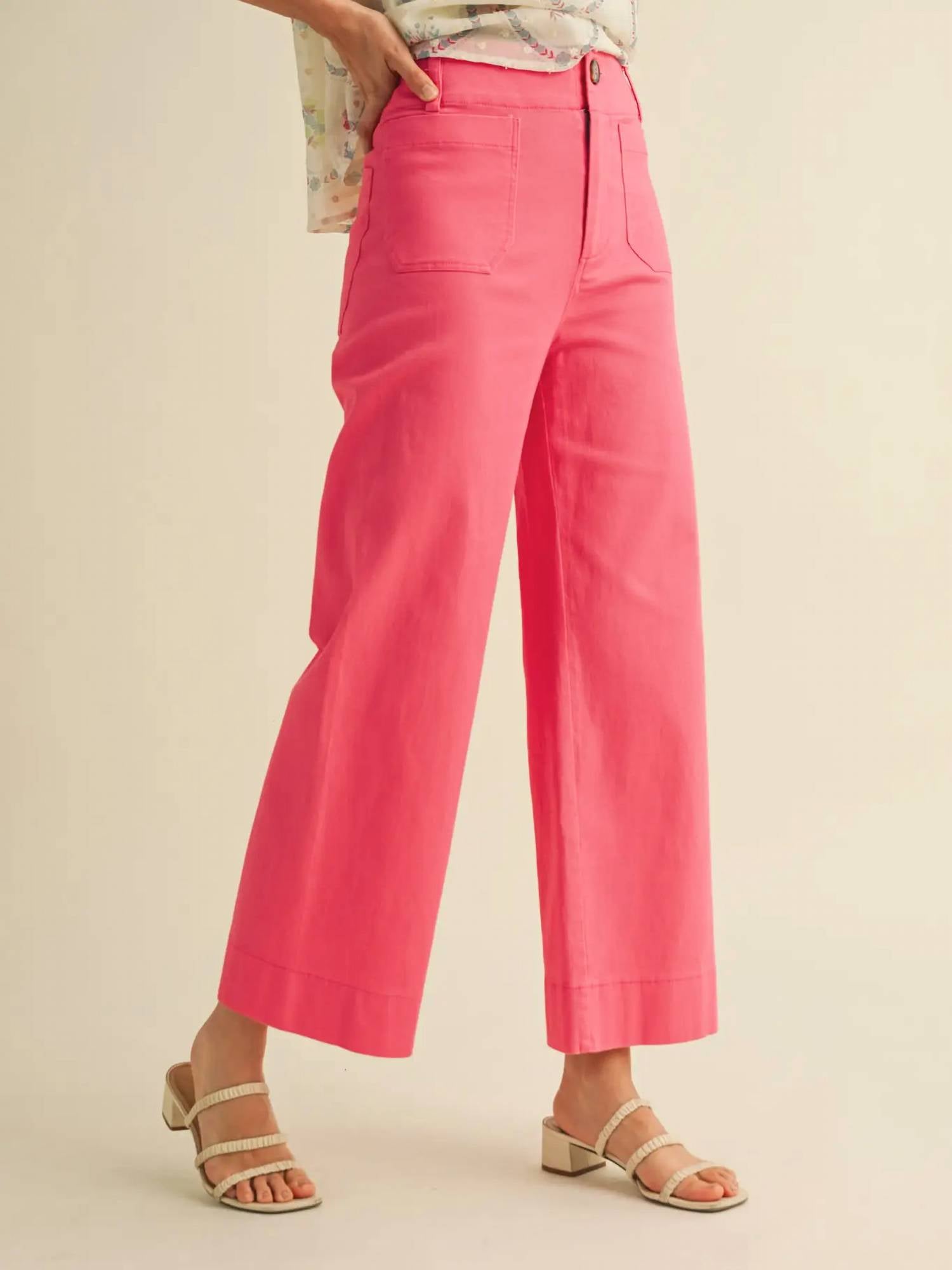 &Merci - High Waist Cropped Wide Leg Pants