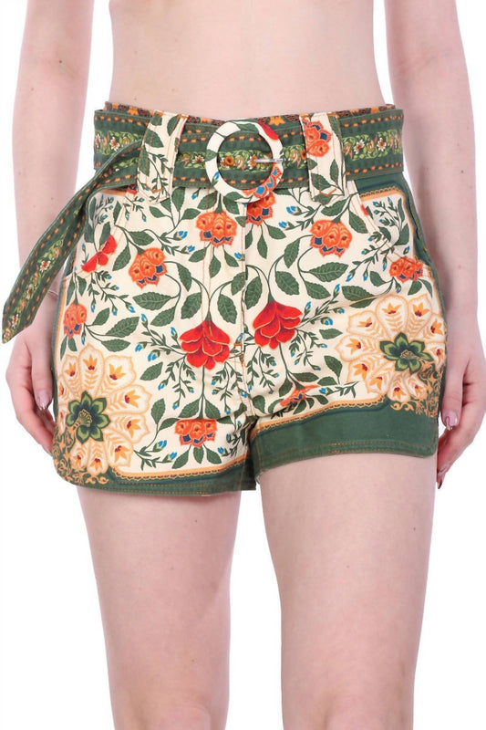 Farm Rio - Sand Garden Tapestry Belted Shorts