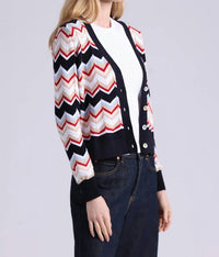 Minnie Rose - Chevron V-neck Cardigan
