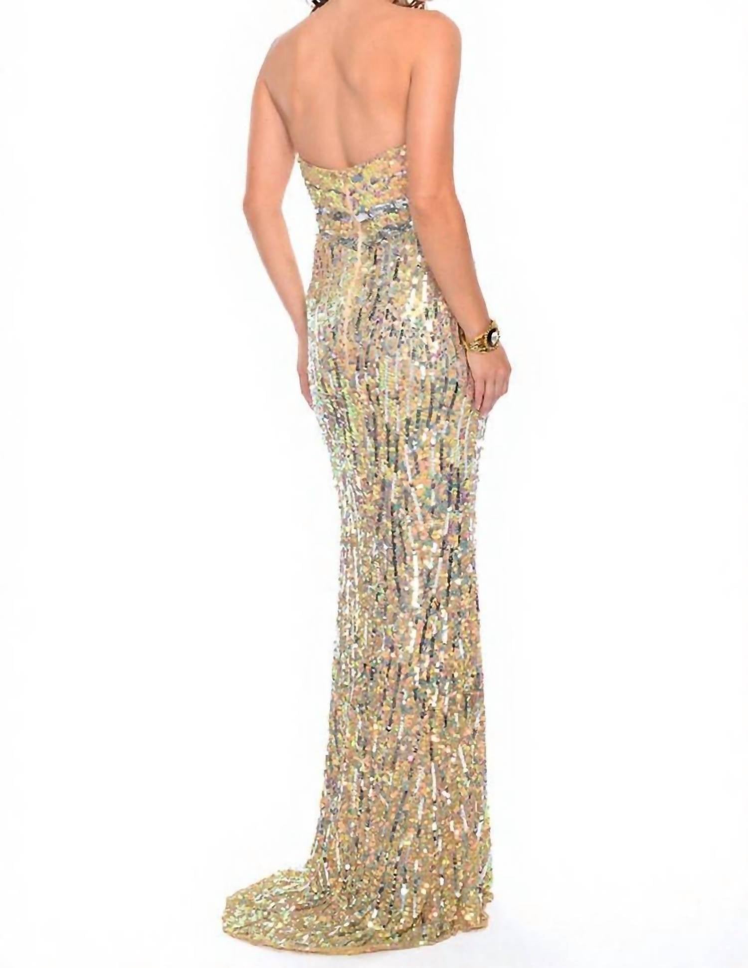 Precious Formals - Two-toned Strapless Sequin Evening Gown