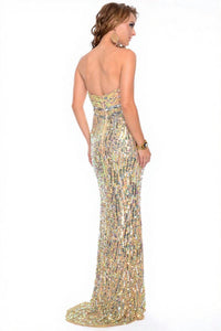 Precious Formals - Two-toned Strapless Sequin Evening Gown
