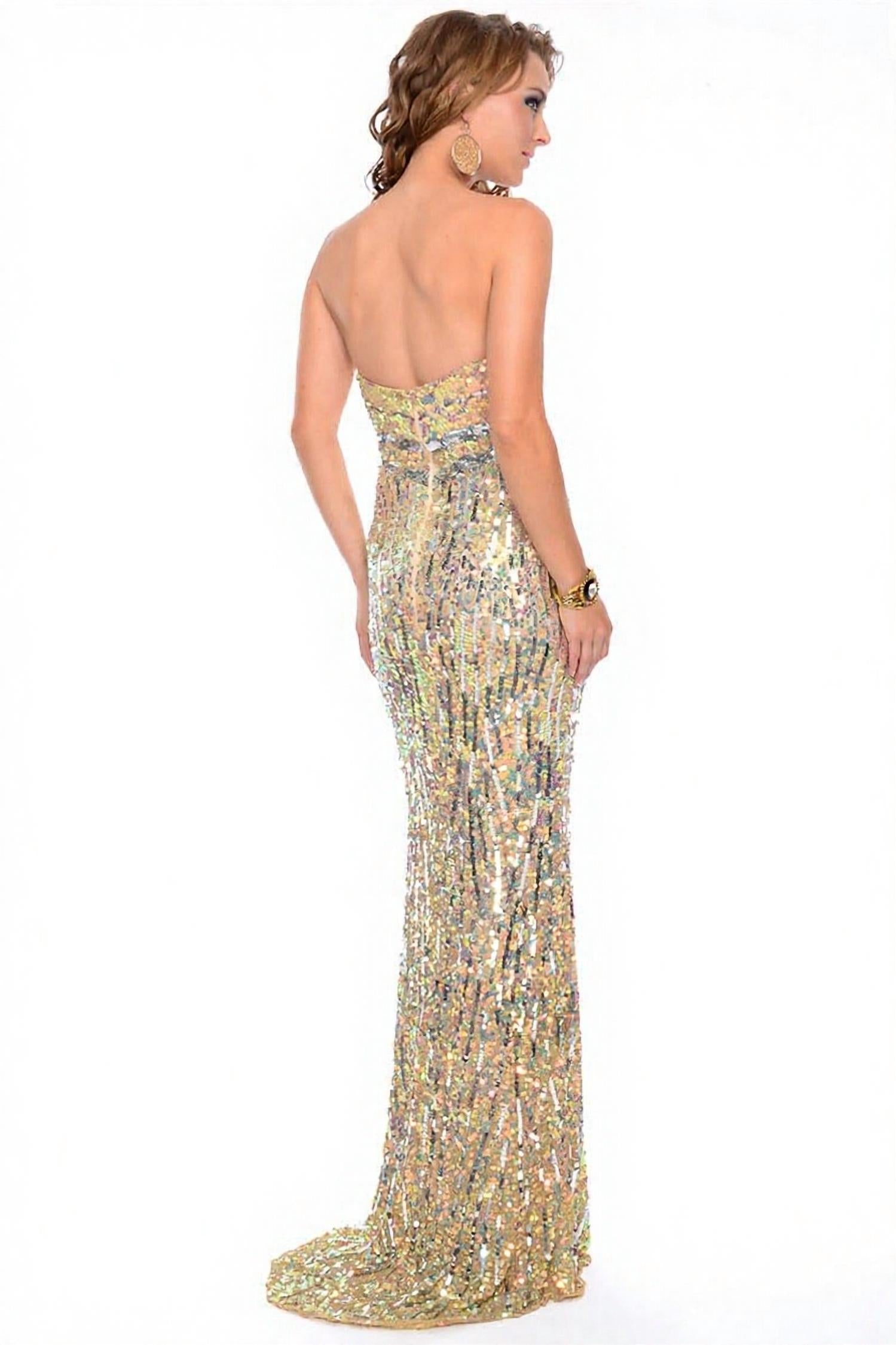 Precious Formals - Two-toned Strapless Sequin Evening Gown